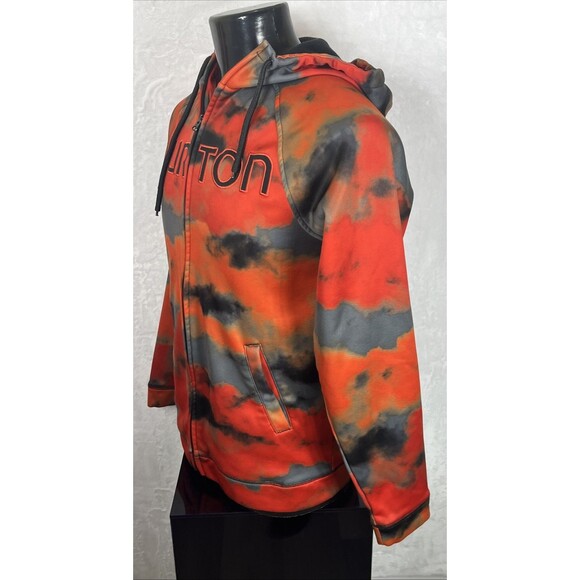 Burton MB Peak Hoodie Men's Full Zip Jacket Orange Gray Black Size Medium - Picture 3 of 10